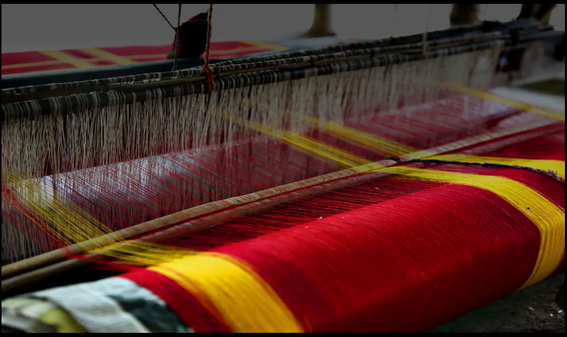 Traditional handloom with colorful threads