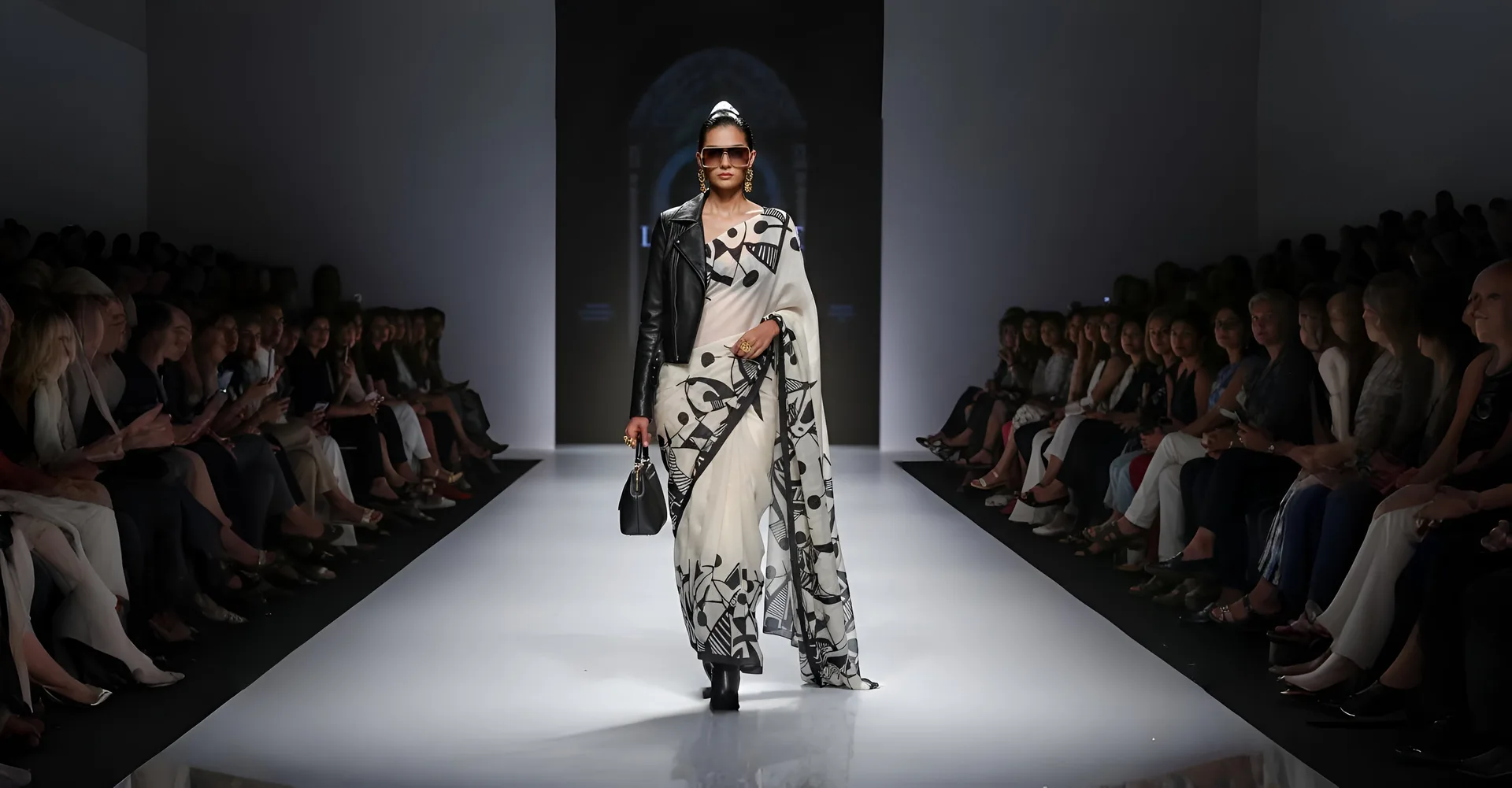 Fashion runway show featuring Loom Saga sarees